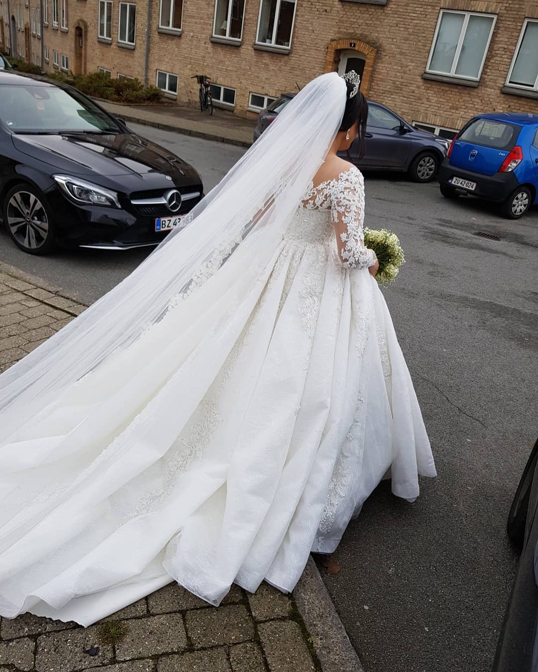 Long Sleeves Lace Plus Size Wedding Dress On Sale (ZD17512)