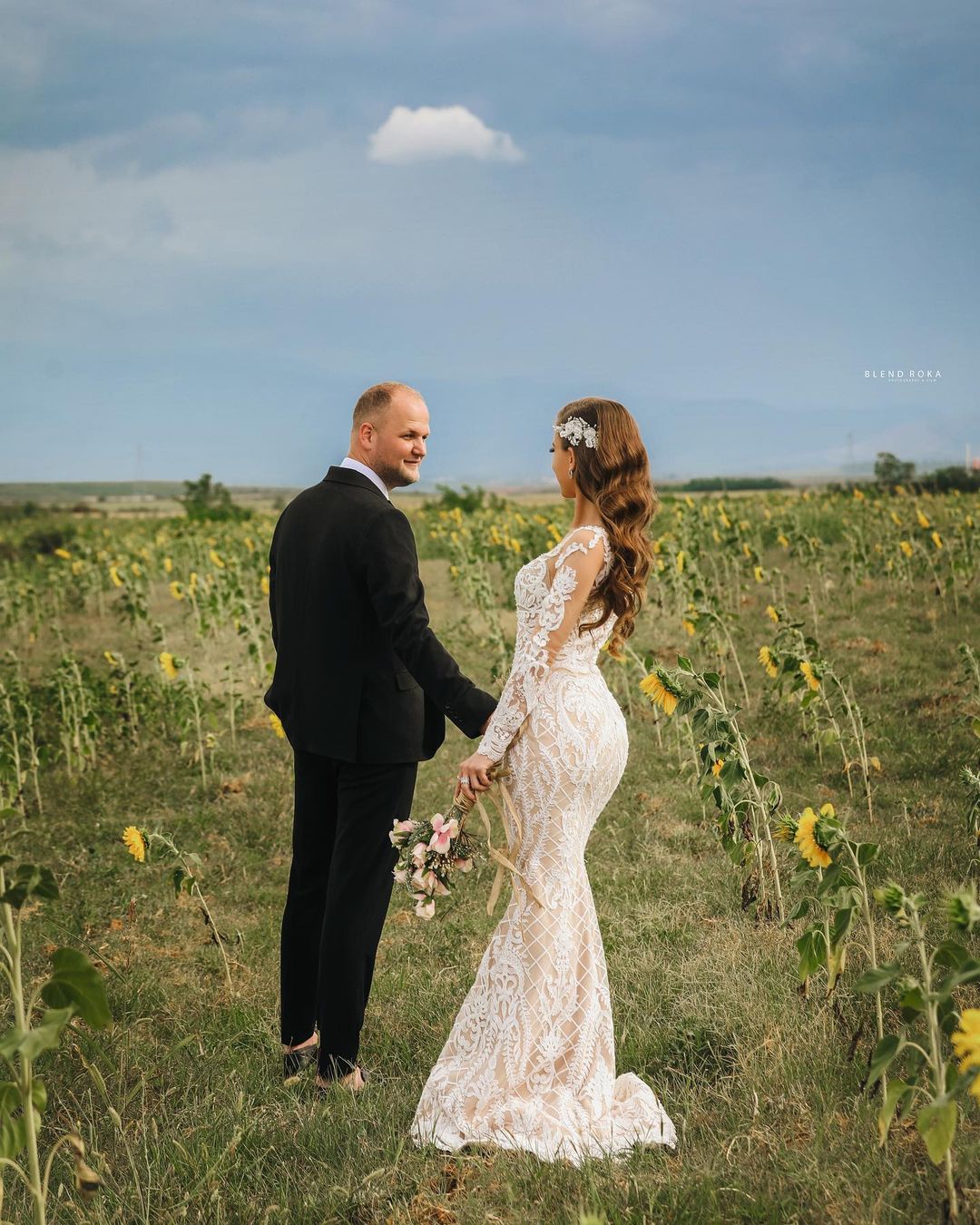Long Sleeves Lace Wedding Dress Mermaid Boho Bridal Gowns (ZD17510)