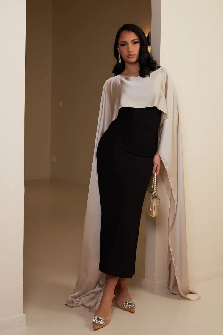 Elegant Red Mermaid Prom Dress Elastic Satin Square Long Sleeves Floor Length Formal Evening Dress vestido de gala