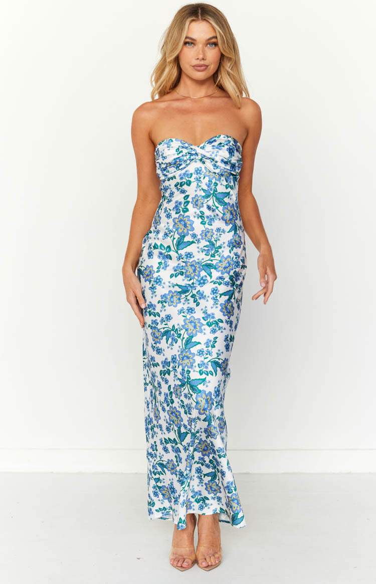Paulina Luxe Printed Maxi Tube Dress with Knot Detail Boutique Collection