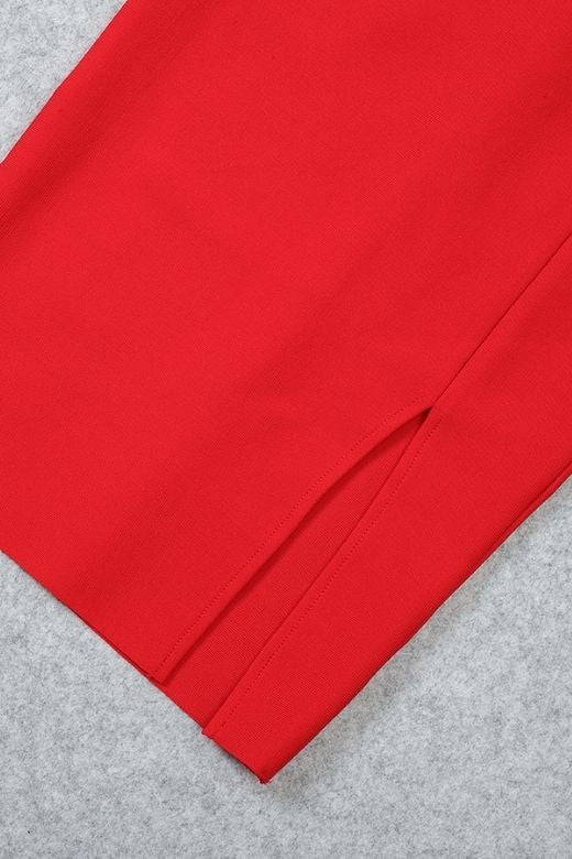Luna Bodycon Midi Dress - Lipstick Red