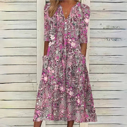 Natividad Effortless Hannah Floral Midi Dress Evening Wear Edit