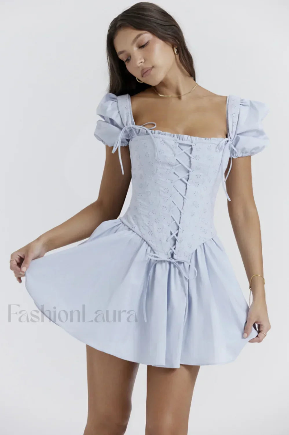 Maribel Broderie Stylish Corset Mini Dress