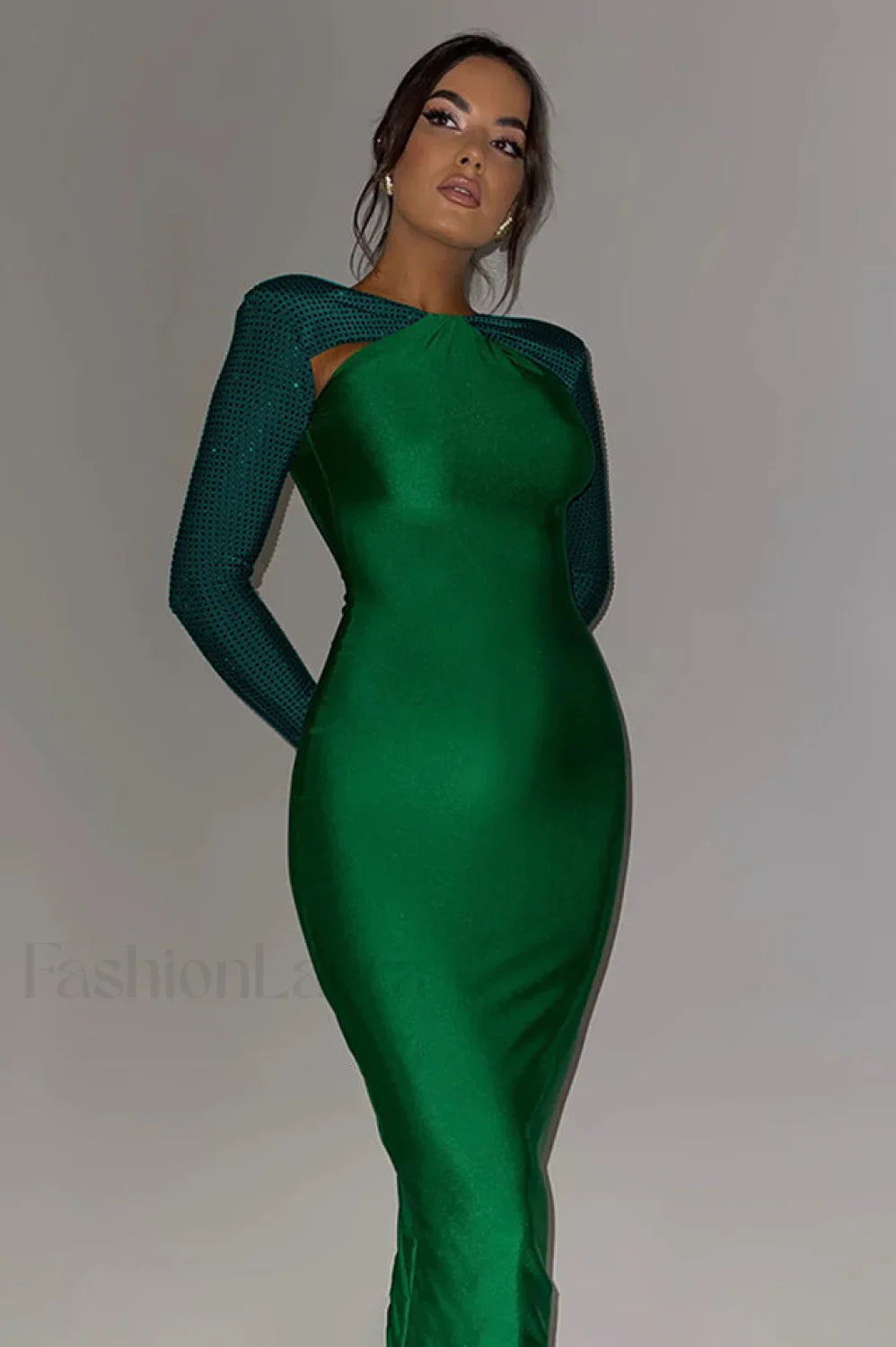 Megan Long Stylish Sleeve Patchwork Dress