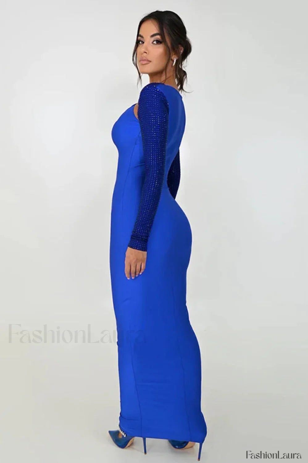 Megan Long Stylish Sleeve Patchwork Dress