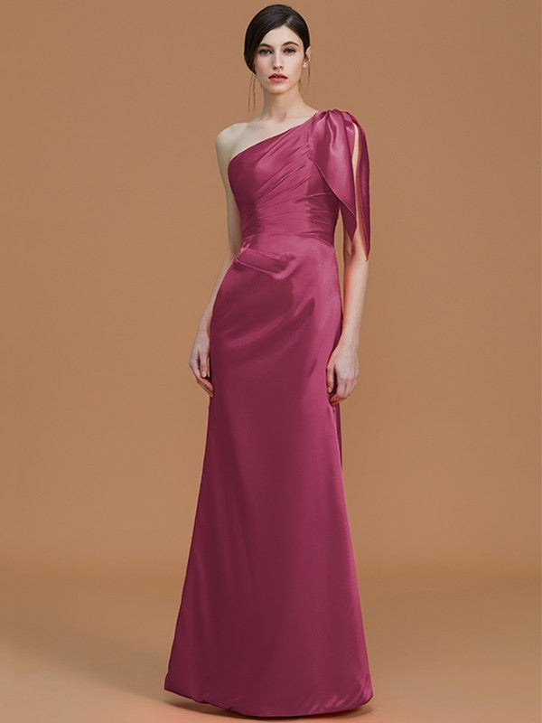 Mermaid Gorgeous One-Shoulder Sleeveless Ruched Satin Bridesmaid Dresses