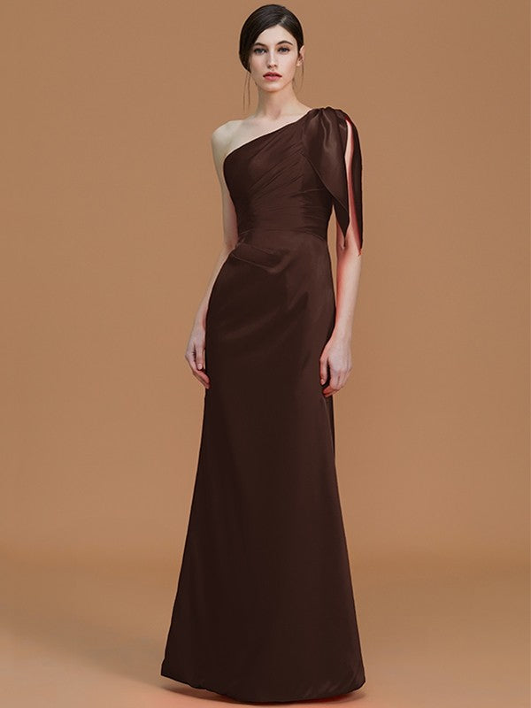 Mermaid Gorgeous One-Shoulder Sleeveless Ruched Satin Bridesmaid Dresses