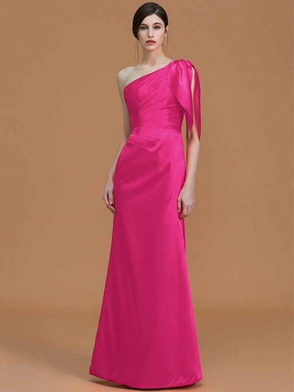 Mermaid Gorgeous One-Shoulder Sleeveless Ruched Satin Bridesmaid Dresses