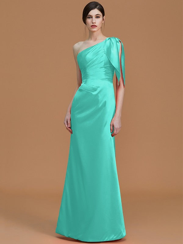 Mermaid Gorgeous One-Shoulder Sleeveless Ruched Satin Bridesmaid Dresses