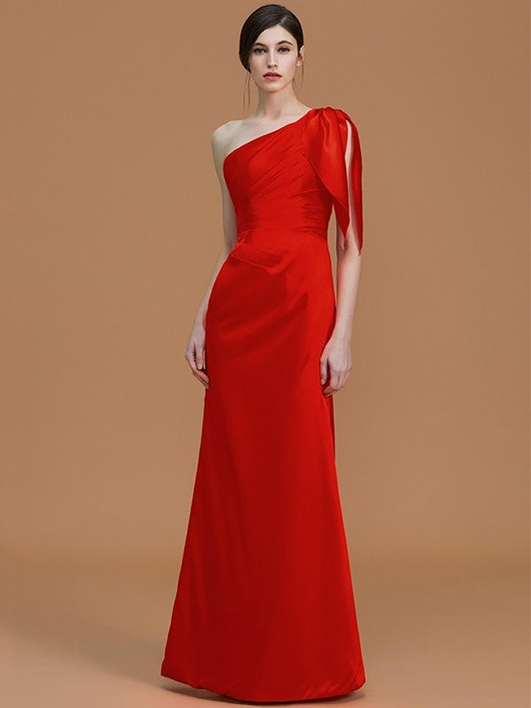 Mermaid Gorgeous One-Shoulder Sleeveless Ruched Satin Bridesmaid Dresses