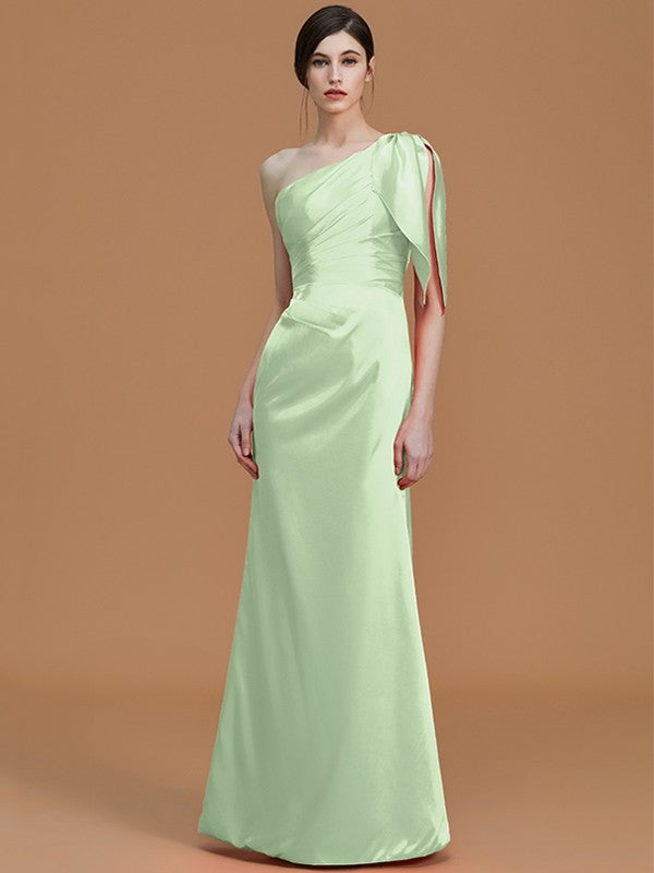 Mermaid Gorgeous One-Shoulder Sleeveless Ruched Satin Bridesmaid Dresses