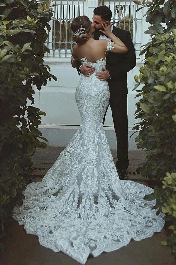 Mermaid Lace Wedding Dress Beautiful Sweetheart Bridal Wears leeve Decorations (ZD16603)
