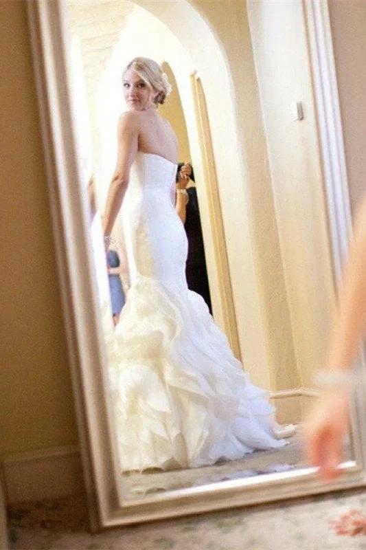 Mermaid Sleeveless Sweetheart Ruffless Wedding Dress (ZD13869)