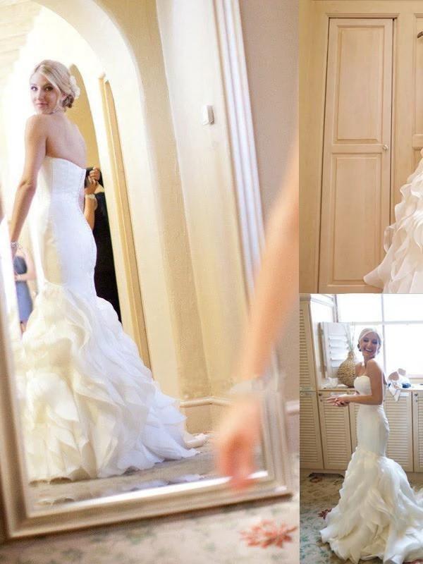 Mermaid Sweetheart Court Train Organza Wedding Dresses (ZD16330)