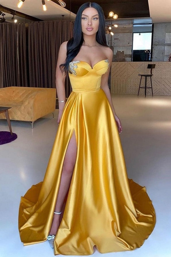 Mermaid Sweetheart Floor-Length High Split Sleeveless Backless Beaded Prom Dress