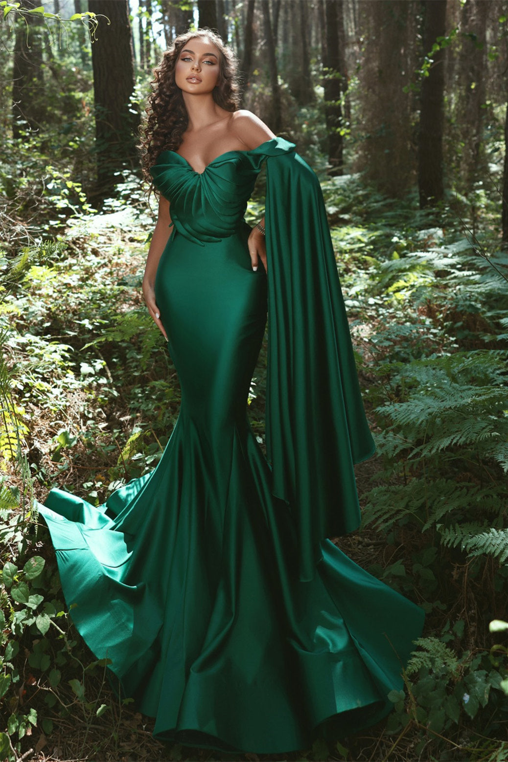 Mermaid Sweetheart Strapless Floor-Length With Shawl Prom Dress