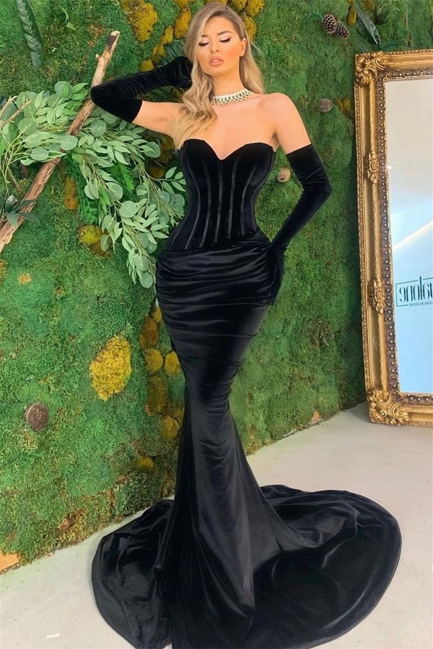 Mermaid Sweetheart Strapless Sleeveless Floor-Length Prom Dress