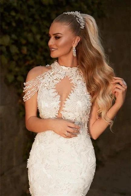 Mermaid Wedding Dress Appliques Bridal Gown With Beads (ZD14624)