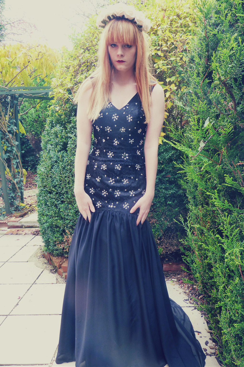 Mermaid Wide Straps Floor Length Tulle Rhinestone Prom Dress