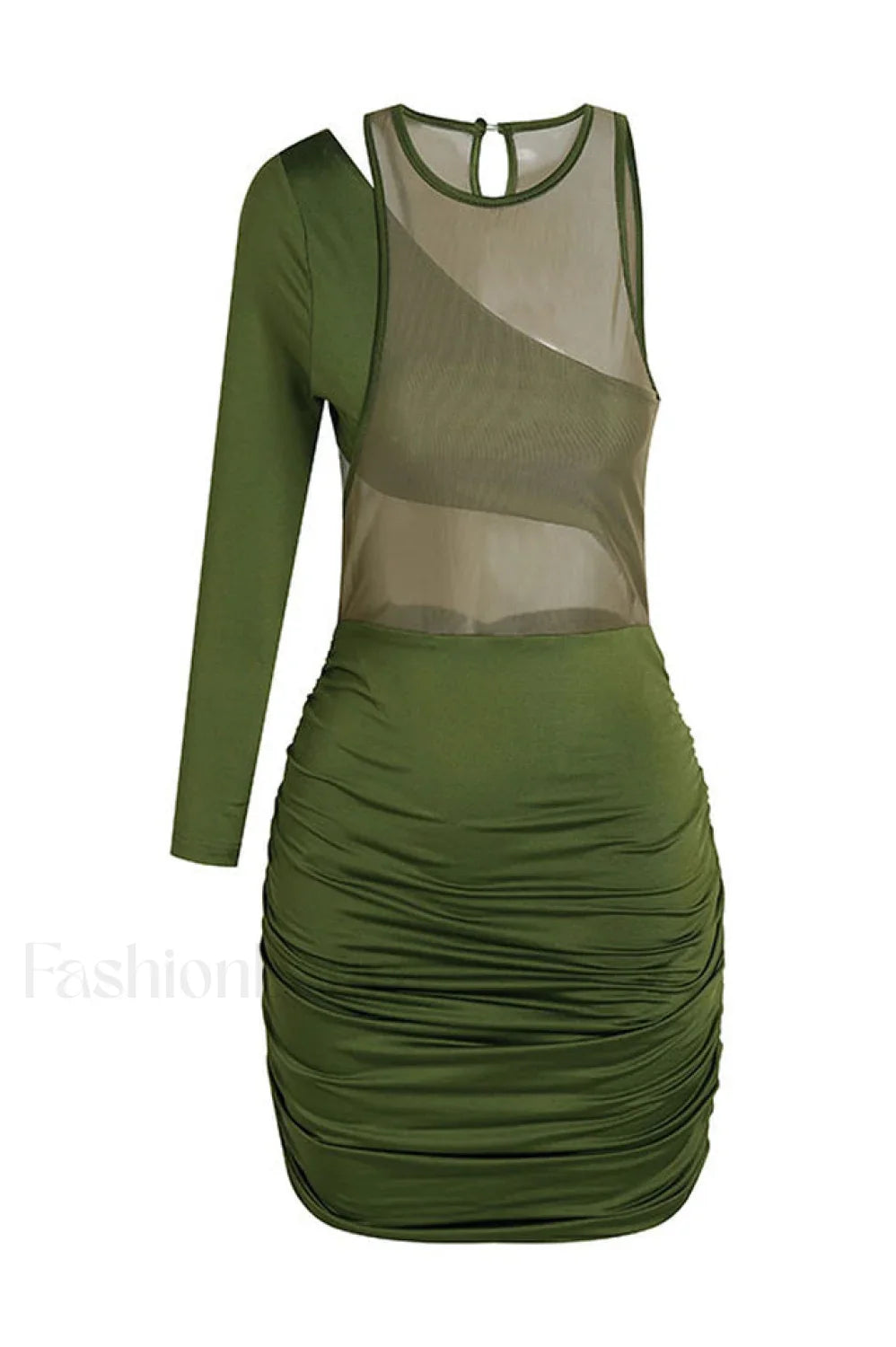 Mesh One Shoulder Charming Layered Midi Dress