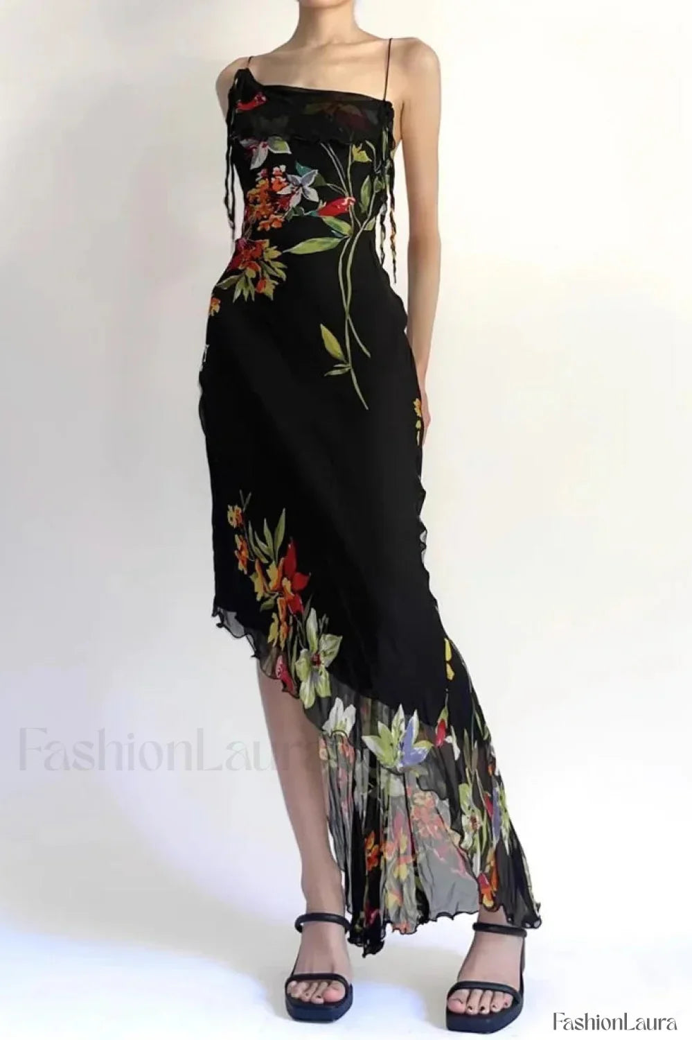 Mesh Stitching Irregular Dress with Elegant Everyday Styling