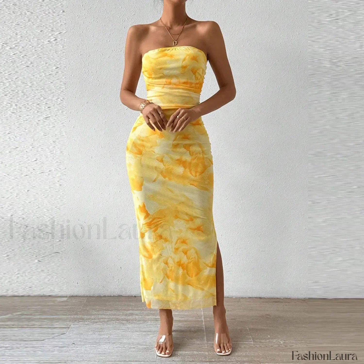 Mesh Wrap Split Classic Dress for Modern Casual Wear Boutique Fashion Style