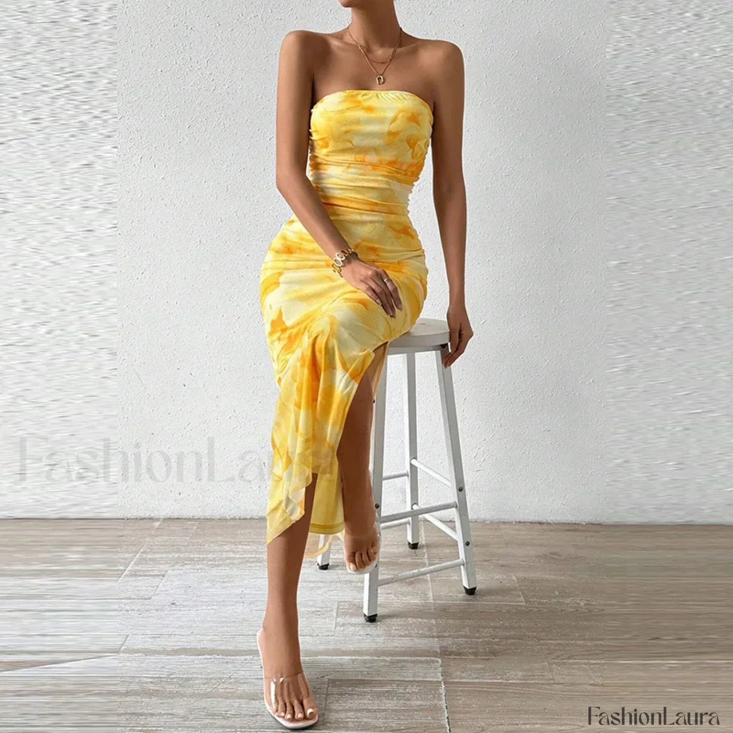 Mesh Wrap Split Classic Dress for Modern Casual Wear Boutique Fashion Style