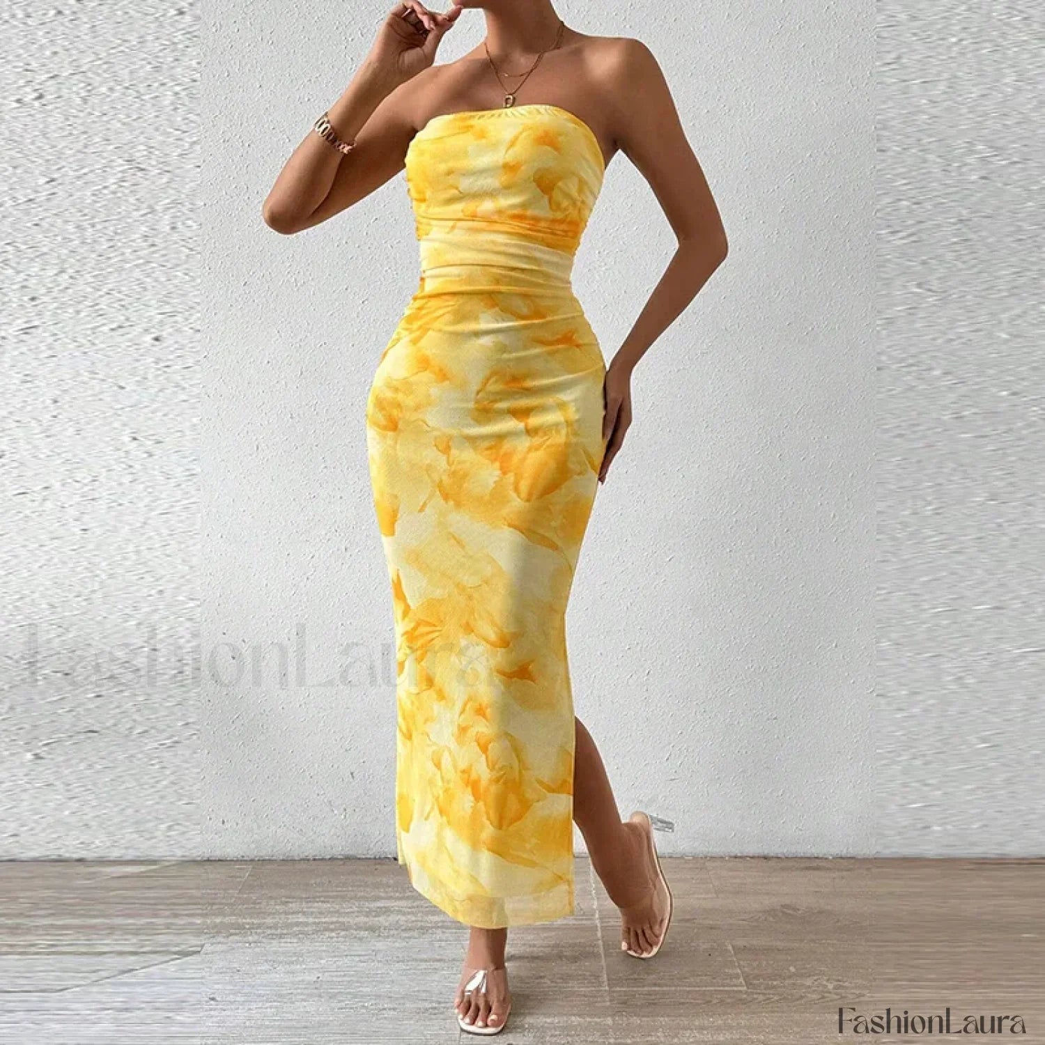 Mesh Wrap Split Classic Dress for Modern Casual Wear Boutique Fashion Style