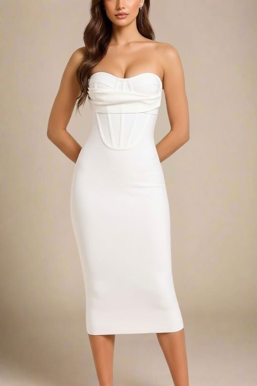 Miles Bodycon Midi Dress - Pearl White