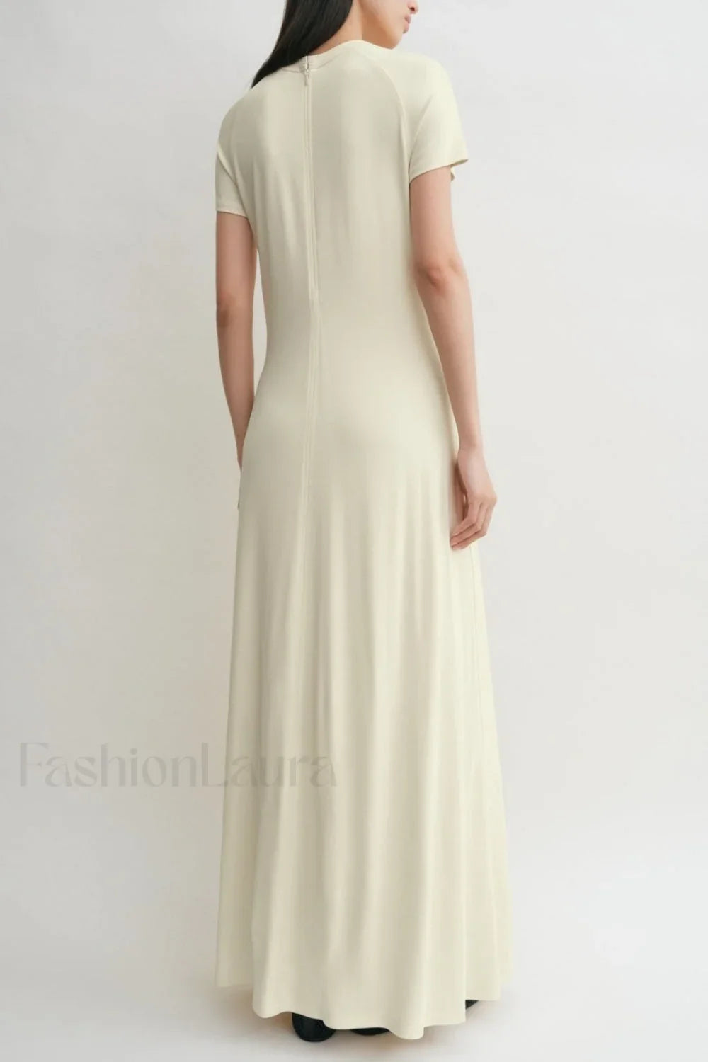 Minimalist A-Line Round Neck Short Sleeve Work Dress