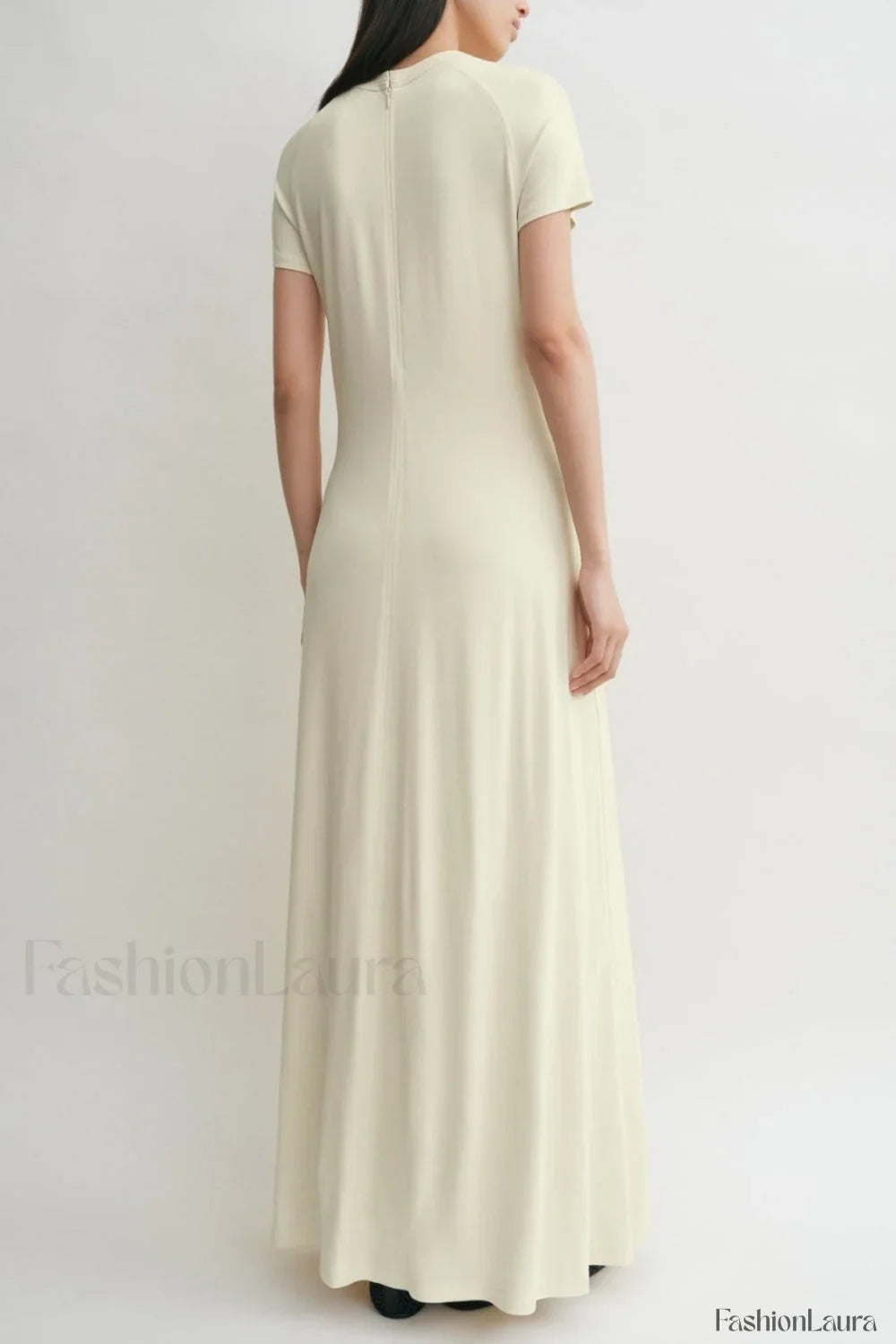 Minimalist A-Line Round Neck Short Sleeve Work Dress