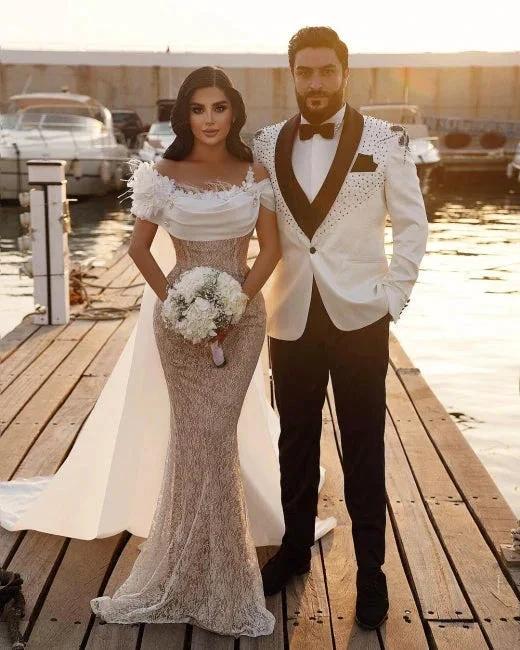 Modern Off-the-shoulder Mermaid Wedding Dresses with Lace (ZD13791)