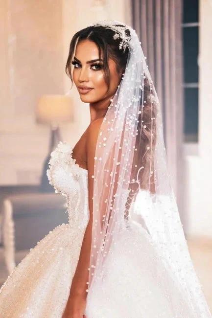 Modern Princess Sleeveless A-line Wedding Dresses With Glitter (ZD14533)