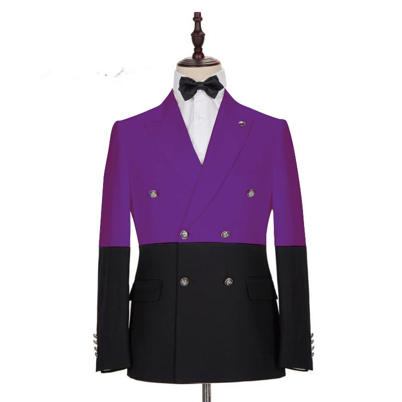 Modern Purple Double Breasted Peaked Lapel Men's Prom Suits Online