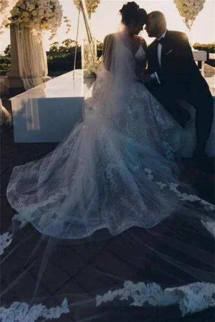 Modern V-neck Sleeveless A-line Wedding Dresses With Lace (ZD14635)