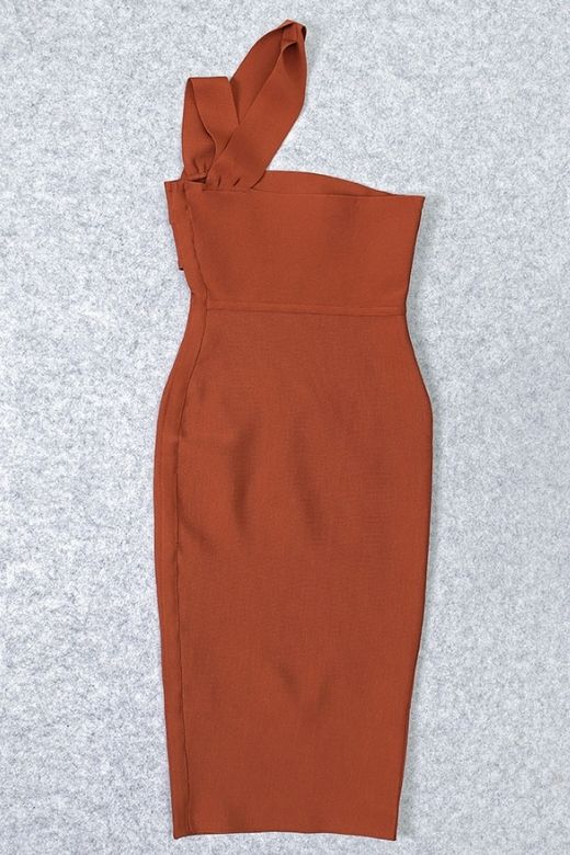 Molly Bandage Midi Dress - Tan Brown