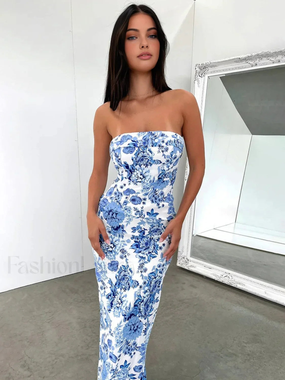 Multi Floral Graceful Split Long Dress