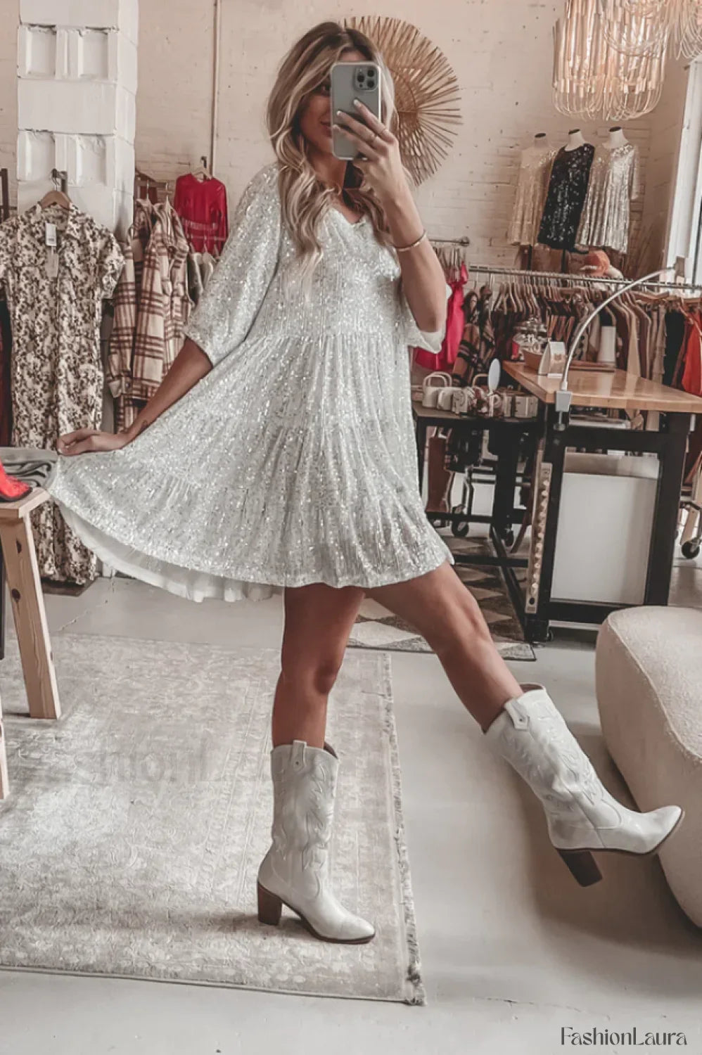 My Queen Sequin Charming Baby Doll Dress