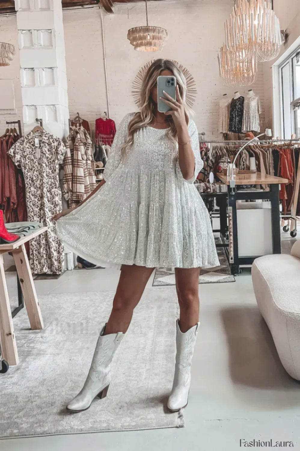 My Queen Sequin Charming Baby Doll Dress
