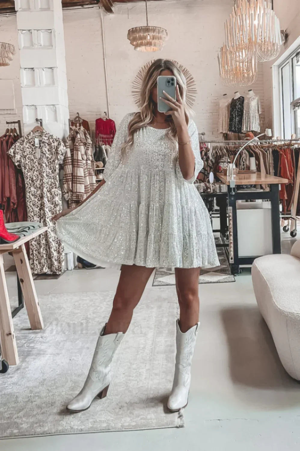 My Queen Sequin Charming Baby Doll Dress