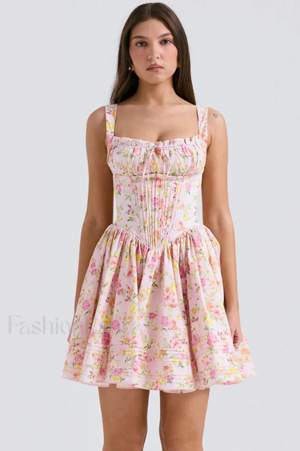 Natassia White Stylish Cotton Mini Dress