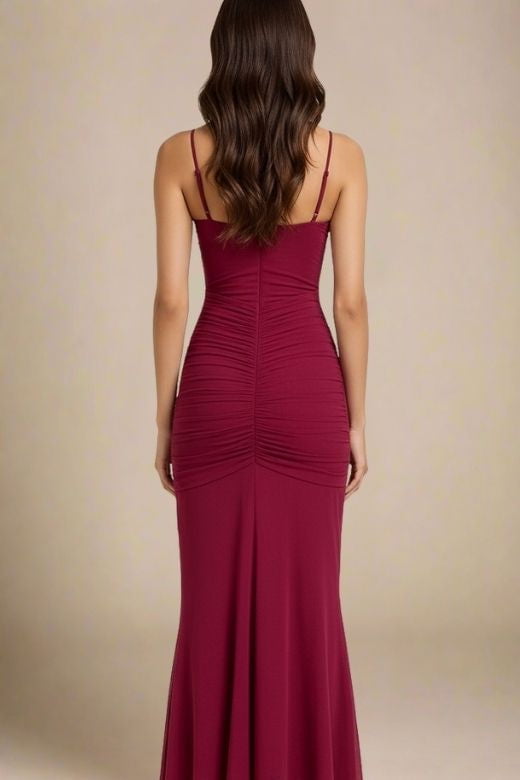 Noah Bodycon Wrap Midi Dress- Red Wine