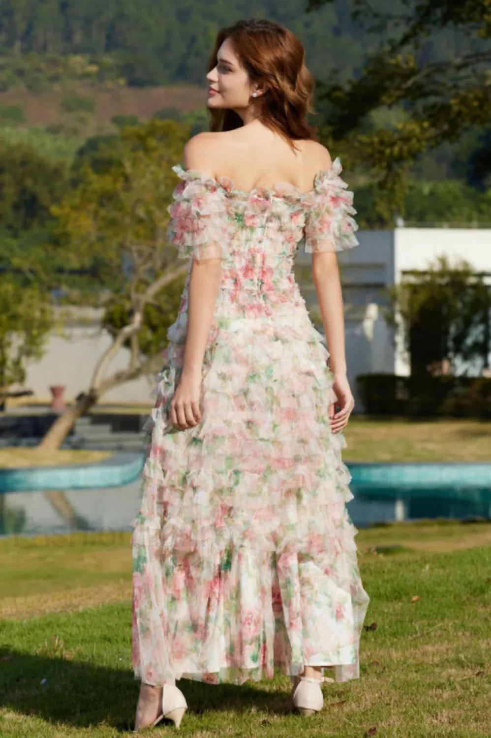 Nola Ruched Stylish Floral Maxi Dress