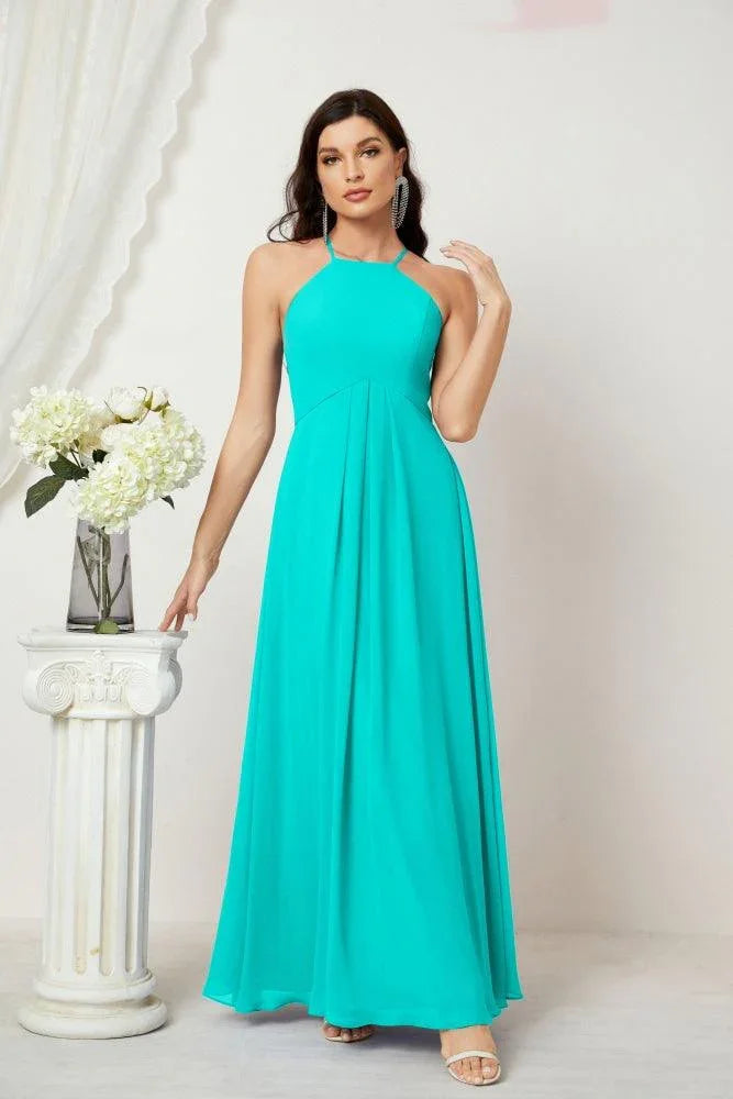 ZapDress Chiffon Halter Bridesmaid Dresses Long A-Line Formal Evening Dress 2805 (ZD16959)