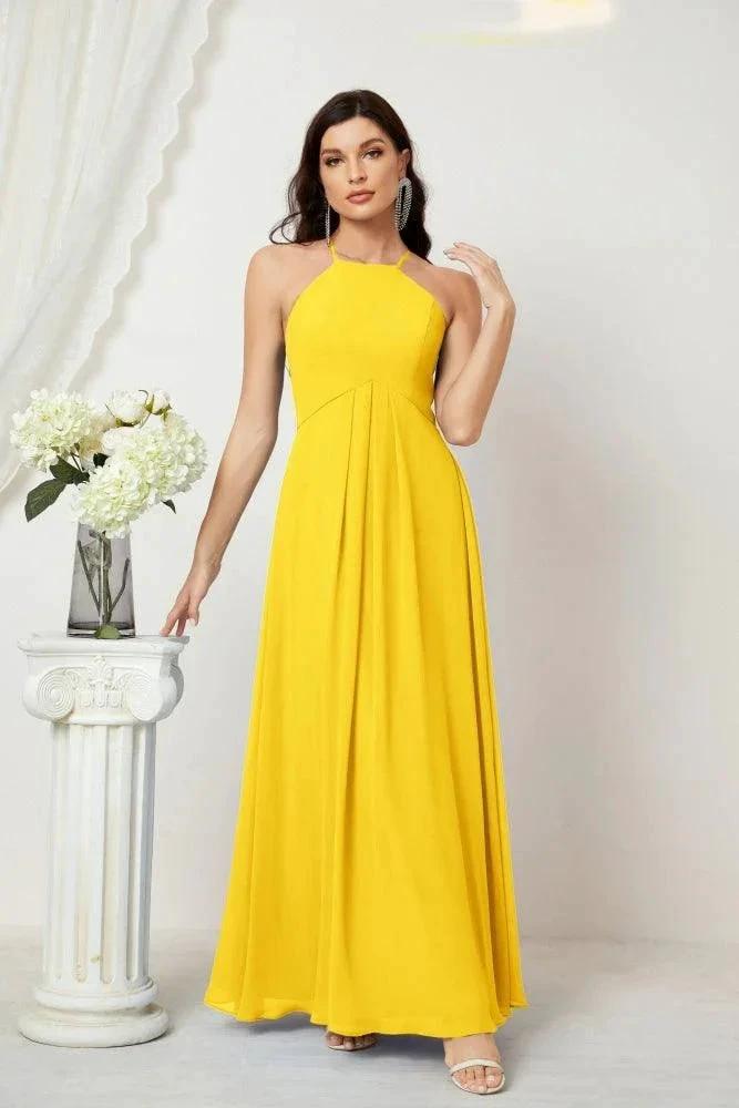 ZapDress Chiffon Halter Bridesmaid Dresses Long A-Line Formal Evening Dress 2805 (ZD16959)