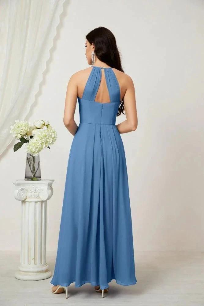 ZapDress Chiffon Halter Bridesmaid Dresses Long A-Line Formal Evening Dress 2805 (ZD16959)
