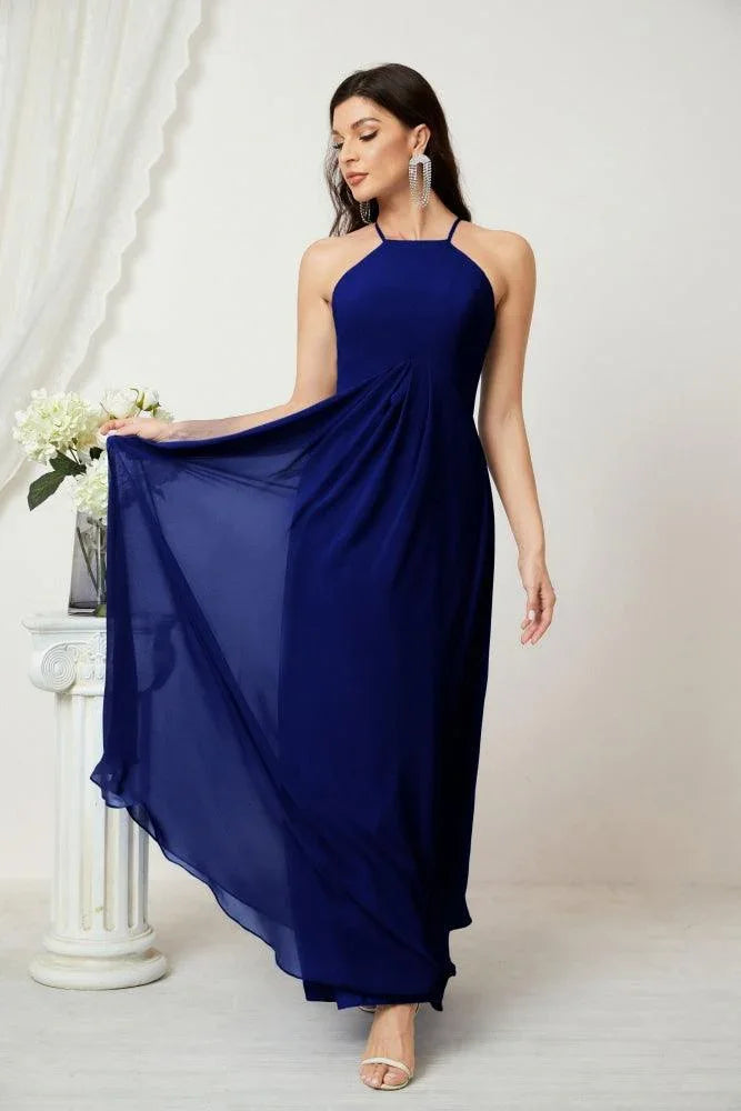 ZapDress Chiffon Halter Bridesmaid Dresses Long A-Line Formal Evening Dress 2805 (ZD16959)
