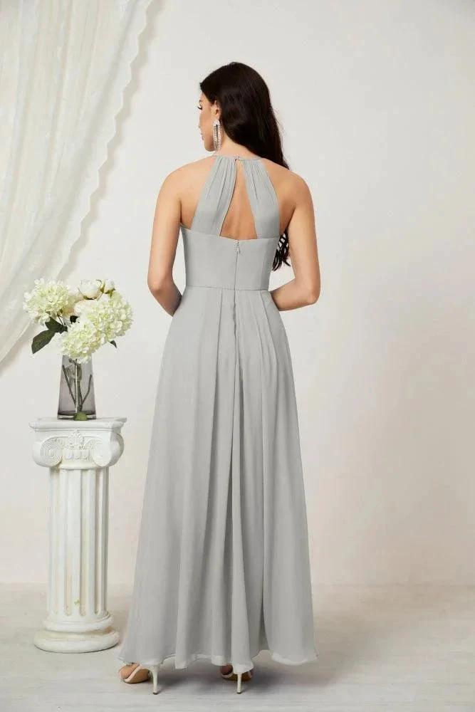 ZapDress Chiffon Halter Bridesmaid Dresses Long A-Line Formal Evening Dress 2805 (ZD16959)
