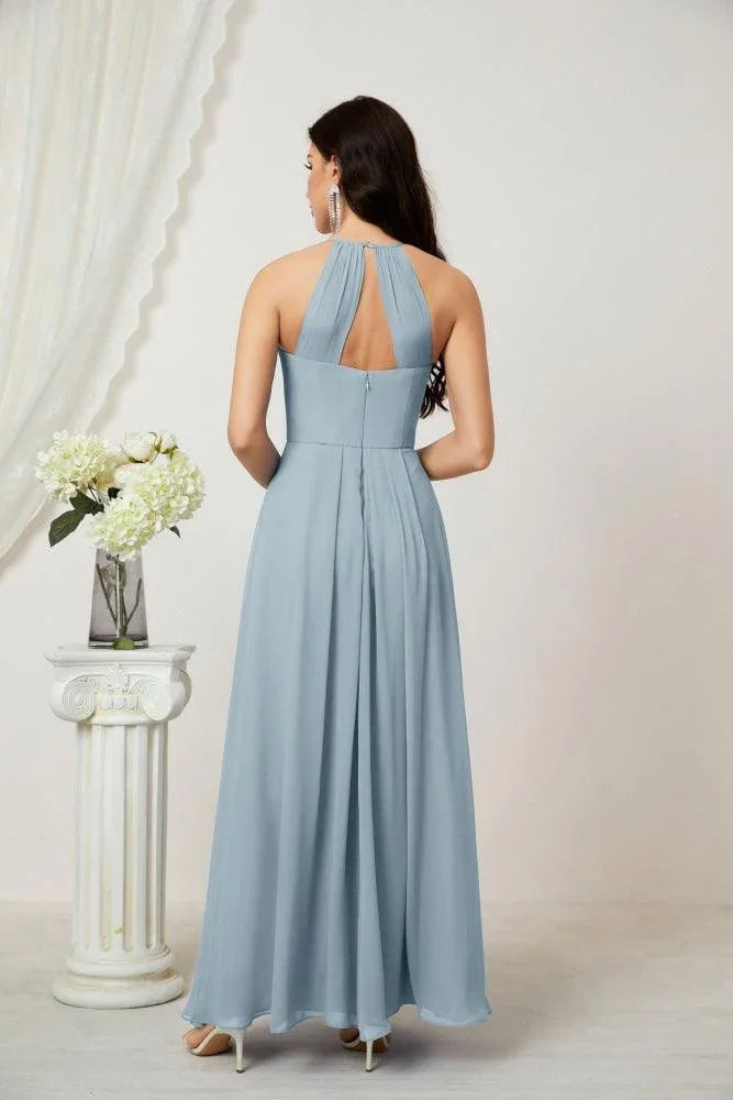 ZapDress Chiffon Halter Bridesmaid Dresses Long A-Line Formal Evening Dress 2805 (ZD16959)