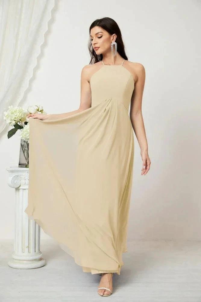 ZapDress Chiffon Halter Bridesmaid Dresses Long A-Line Formal Evening Dress 2805 (ZD16959)